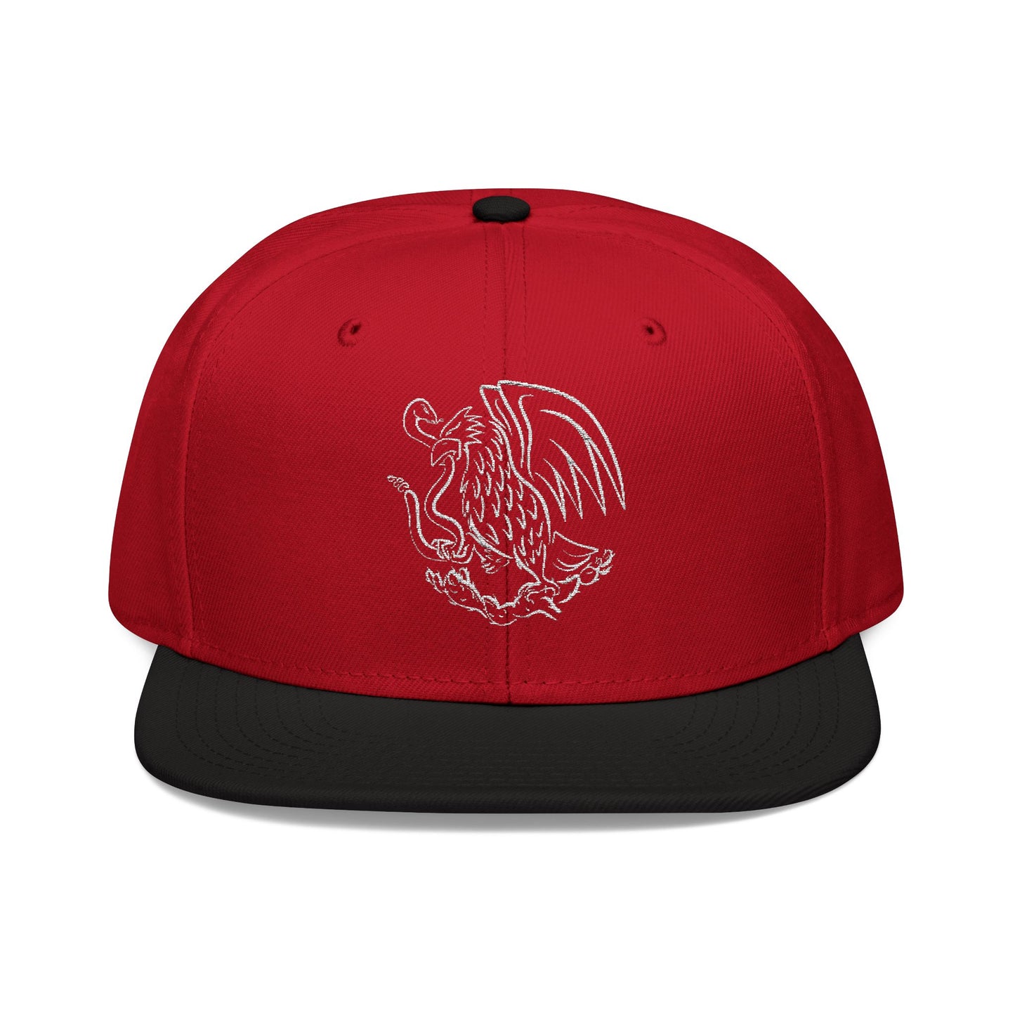 Mexico emblem 2 Embroidered Snapback Cap - Stylish Red Hat with Crest Design