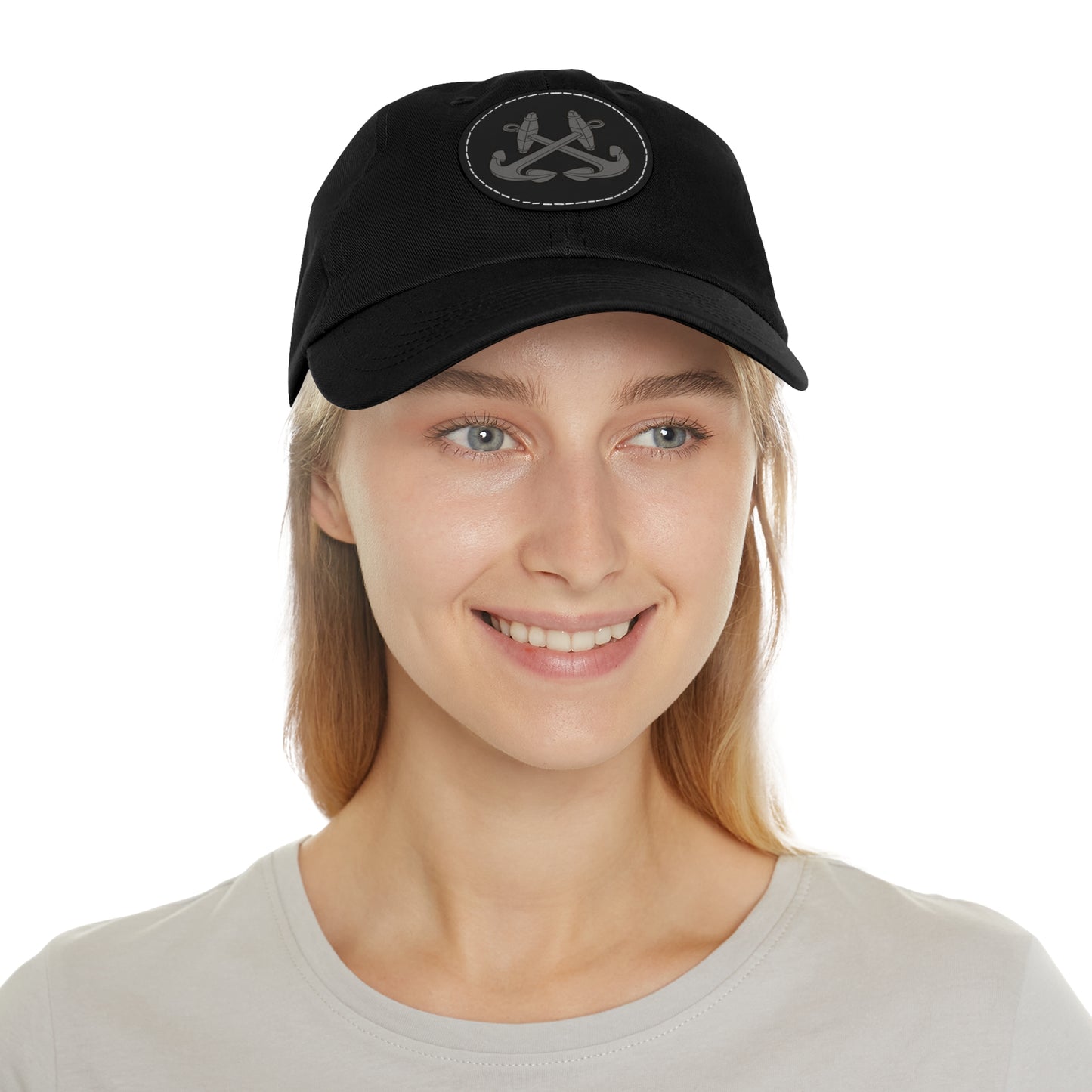 CROSSED ANCHOR leather patch  Dad Hat